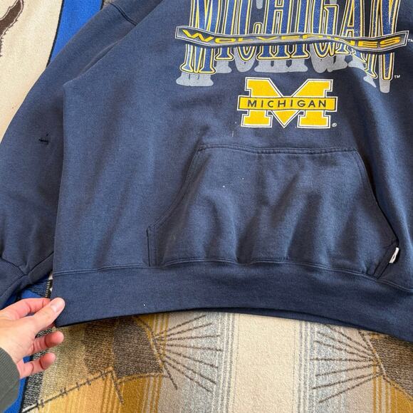 Vintage 90s University Of Michigan Logo 7 Hoodie Sweatshirt Size XL Wolverines - Picture 7 of 10